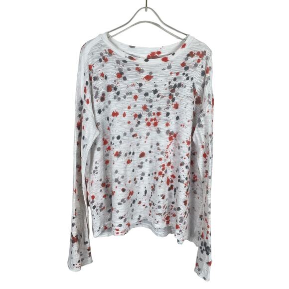 Gilda Midani 100% Slubbed Cotton T-Shirt Long Sleeves Paint Splatter Artsy Small - Picture 2 of 11